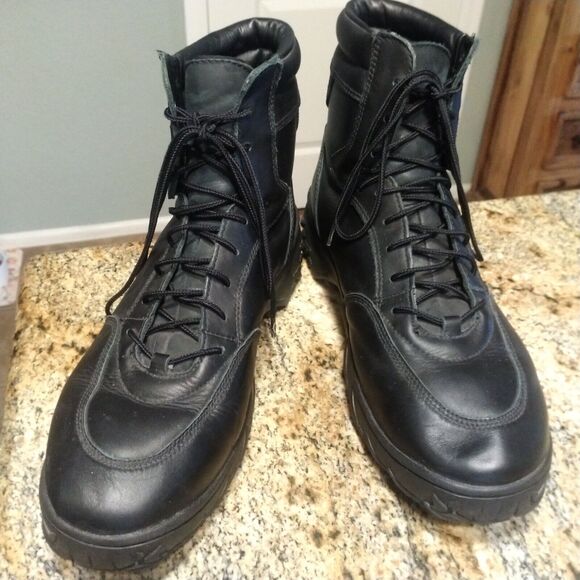 RARE OAKLEY SI BLACK LEATHER BOOTS Mens 14 Elite Special Forces Tactical Shoes - Picture 2 of 12
